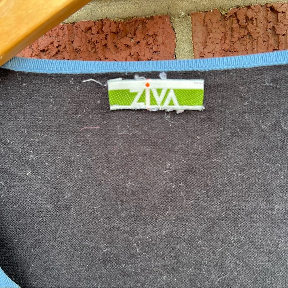 Ziva Black and Blue Hem Square Button Sweater Cardigan - Picture 3 of 5